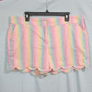 Crown & Ivy Shelby Size 16 Multicolor Striped Shorts Scalloped